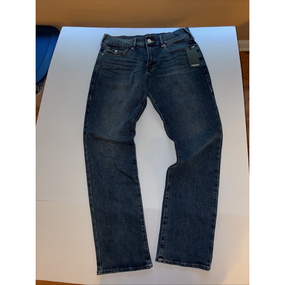True Religion Ricky Jeans NWT's 34x34 Dark Wash Relaxed Straight Flap Pockets